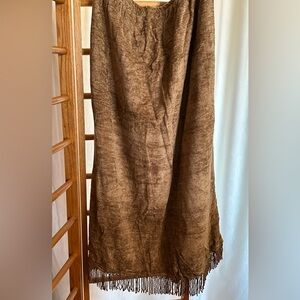 Indigo Moon Chenille Midi Lined Pull On Skirt with Tags Cowgirl Boho Rayon 1X